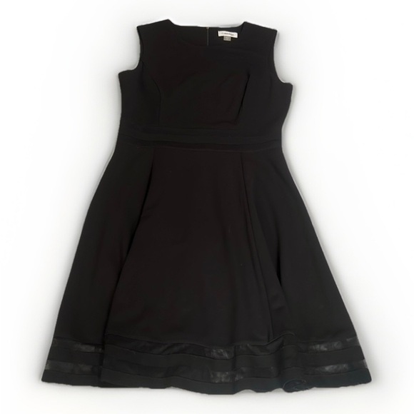 NWT Calvin Klein Black Sleeveless Cocktail Dress Mesh Stripes - Picture 2 of 14